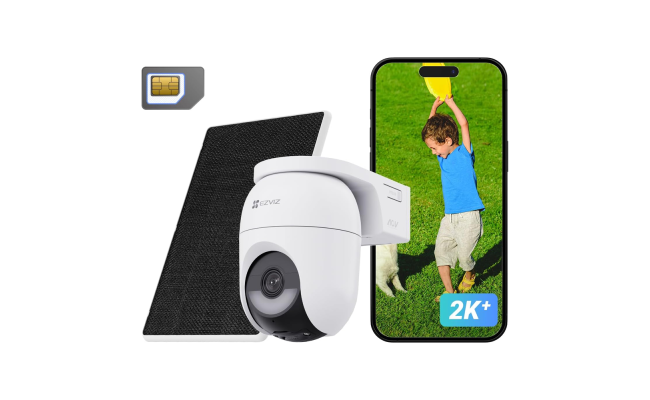 EZVIZ CB8 Lite 4G Kit 2K⁺ Outdoor Battery Pan & Tilt Camera with 5W Solar Panel – 4G LTE, Wi-Fi 6, AI Human & Vehicle Detection (CS-CB8C/SP 4MP)